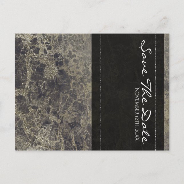 Glam Marble Granite Shimmer Save the Date elegant Ankündigungspostkarte (Vorderseite)