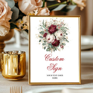 Glam Marsala Floral Eucalyptus Gold Individuelles Poster