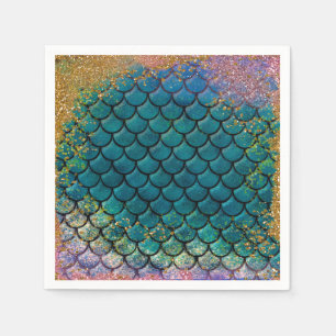 Glam Meerjungfrau Fischskala Aquamarine Lila Golds Serviette
