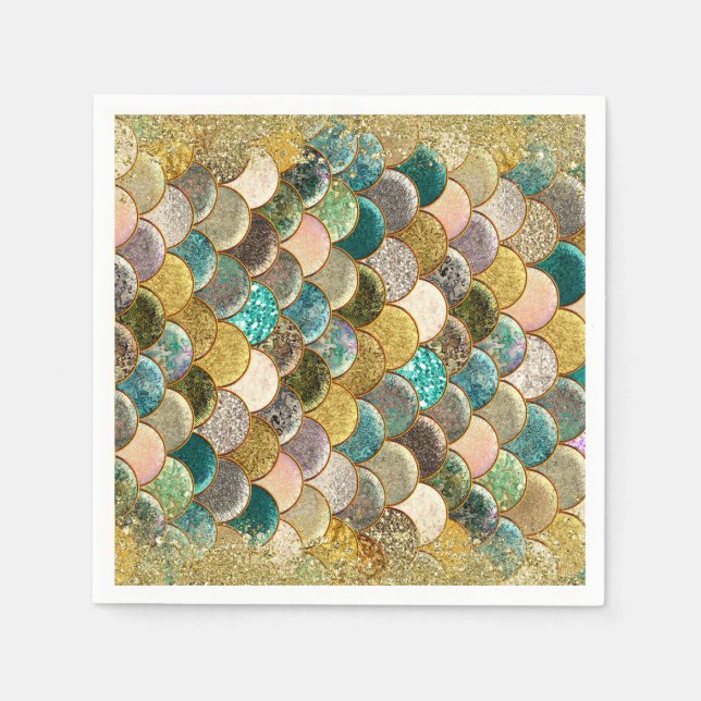 Glam Mermaid Scales Birthday Party Serviette (Vorderseite)