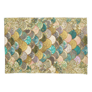 Glam Mermaid Scales Glitzer Sparkle Moderner Chic Kissenbezug