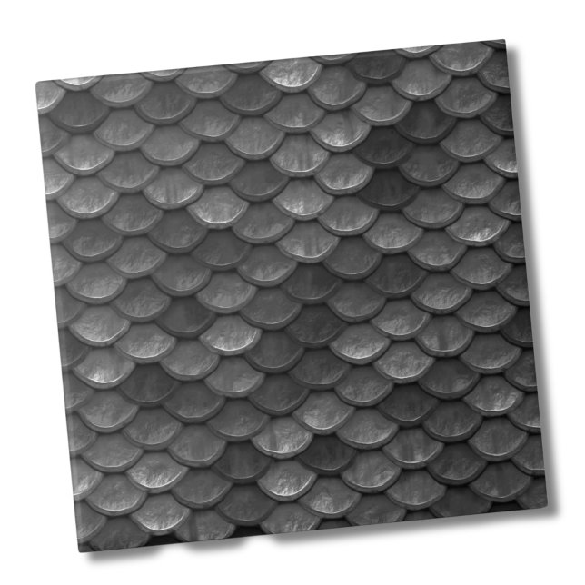 Glam Metallic Black Gray Mermaid Scales Muster Fliese (Glam Metallic Black Gray Mermaid Scales Pattern ceramic tile)