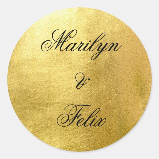 Glam Metallic Gold Monogram Wedding Runder Aufkleber (Vorderseite)