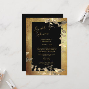 Glam Metallic Gold und Black Brautparty Einladung