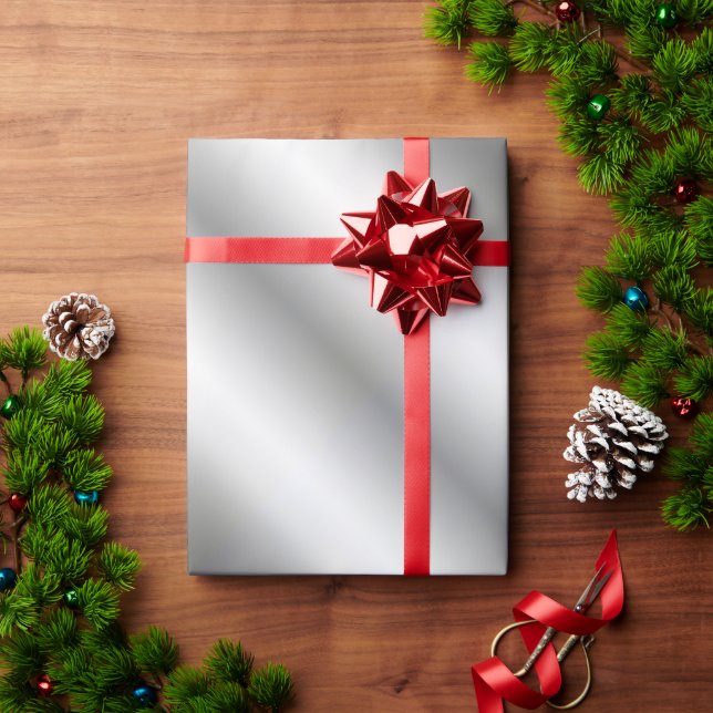 Glam Metallic Silver Look Gifting Template individ Geschenkpapier (Feiertagsgeschenk)