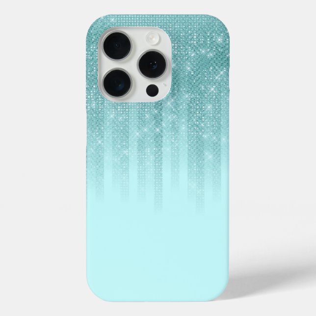 Glam Mint Green Aqua Glitzer Streifen glänzend Case-Mate iPhone Hülle (Rückseite)