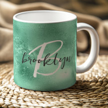 Glam Mint Green Trendy Script Monogram