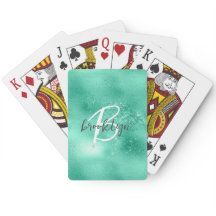 Glam Mint Green Trendy Script Monogram