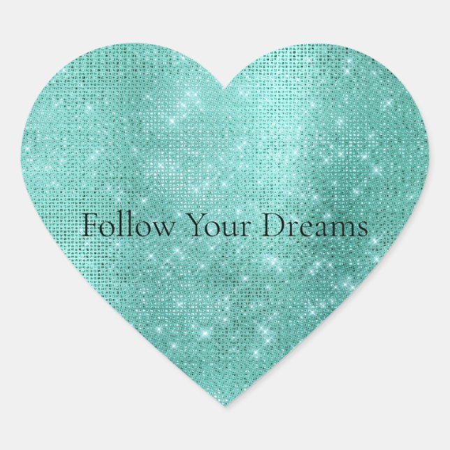 Glam Mint Sparkle Herz-Aufkleber (Vorderseite)