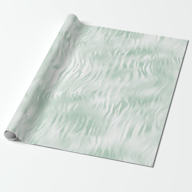 Glam Mint Zebra Print Geschenkpapier (Ungerollt)