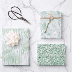 Glam Mint Zebra Print Geschenkpapier Set