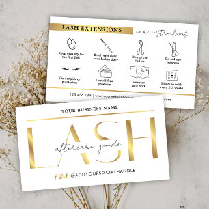 Glam Modern Gold Lash Extensions Aftercare Guide Visitenkarte