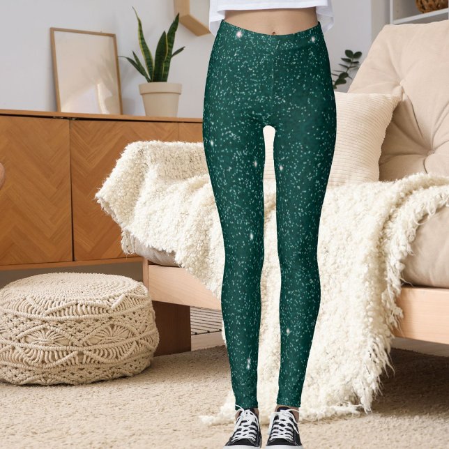 Glam Modern Green Glitter Sparkle Sport Women Gift Leggings (Von Creator hochgeladen)