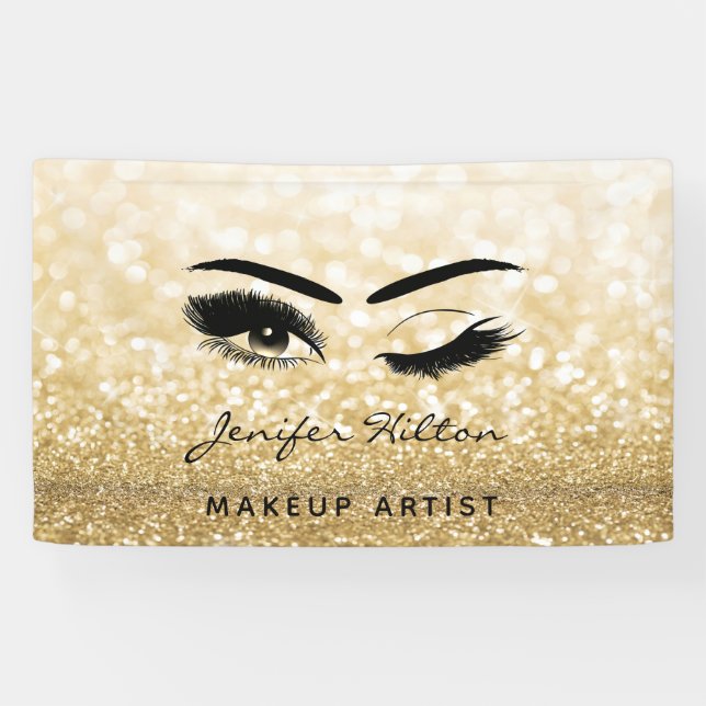 Glam moderne goldglattere Wimpern und Augenbrauenb Banner (Horizontal)