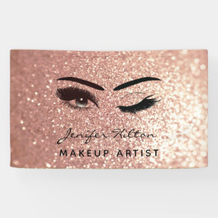 Glam, moderne Rose, glänzende Wimpern und Augenbra Banner