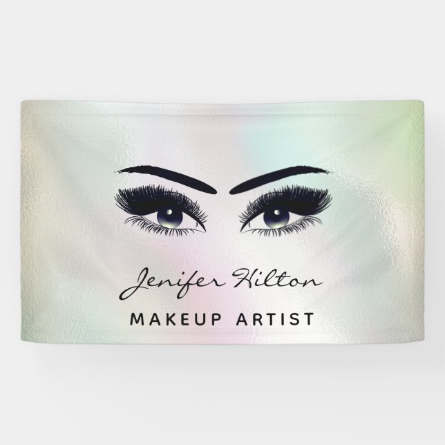 Glam moderne schicke holografische Wimpern & Augen Banner (Horizontal)