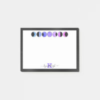 Glam Moon Phases Monogram Name Small Recangle