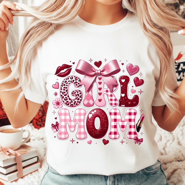 Glam Mother's Day Gift Girl Mom Retro Leopard Pink T-Shirt (Von Creator hochgeladen)