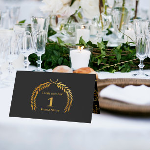 Glam Mystical Black Gold Wolken Mond Hochzeit Platzkarte