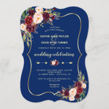 Glam Navy Blue Gold Burgund Blumenhochzeit