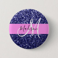 Glam Navy Blue Pink Glitzer Glitzern Name Monogram