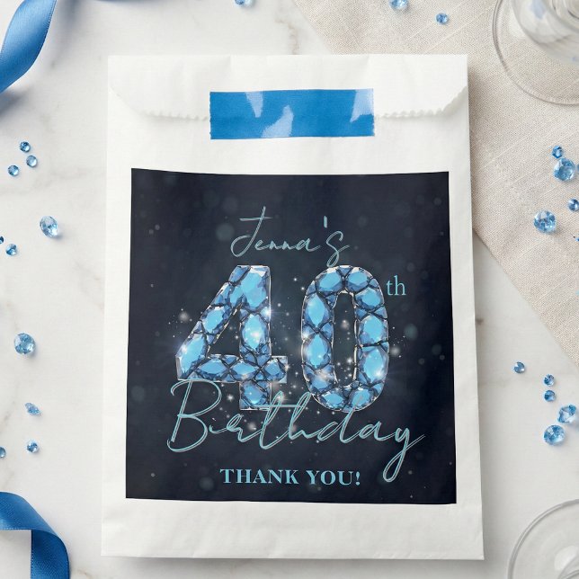 Glam Navyblauer Saphir-Edelstein 40. Geburtstag Geschenktütchen (Von Creator hochgeladen)