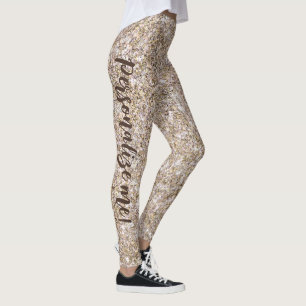 Glam Neutral Gold Mermaid Glitzer CUSTOM TEXT Leggings