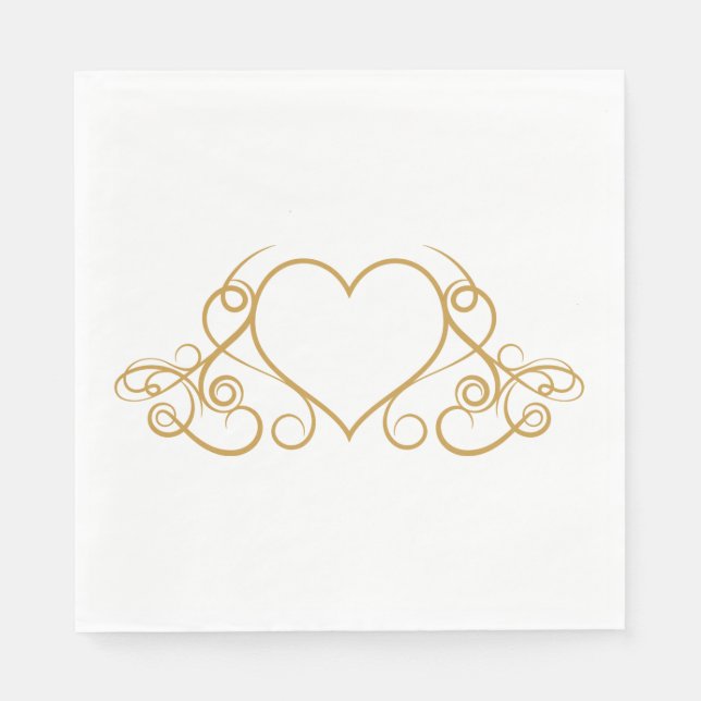Glam of White Liebe Heart Wedding Party Serviette (Vorderseite)