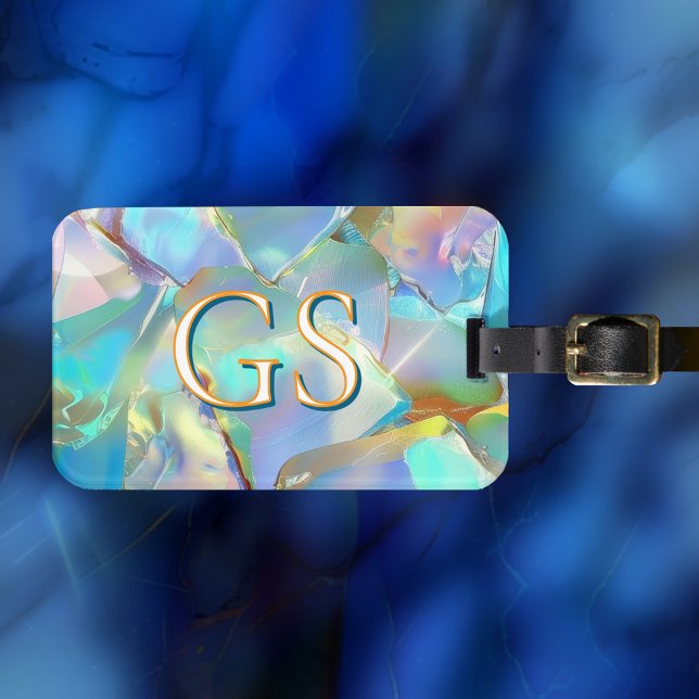 Glam Opal Design, große Monogramme oder Name Gepäckanhänger (Von Creator hochgeladen)