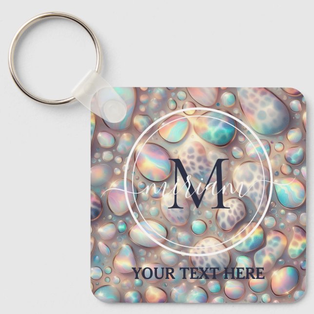 Glam Opal Leopard Print Girly Keychain Schlüsselanhänger (Vorderseite)