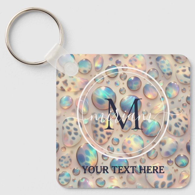 Glam Opal Leopard Print Girly Keychain Schlüsselanhänger (Vorderseite)