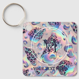 Glam Opal Leopard Print Girly Keychain Schlüsselanhänger