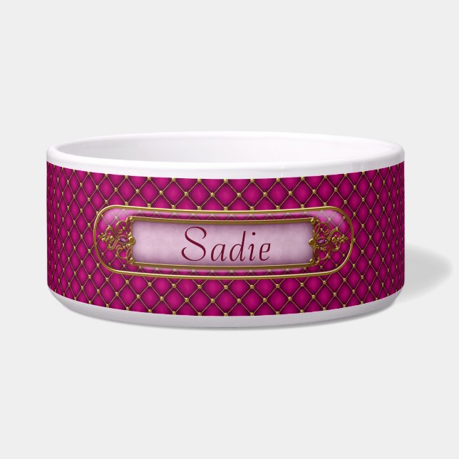Glam Orchid Pink und Gold Custom Pet Bowl Napf (Vorderseite)