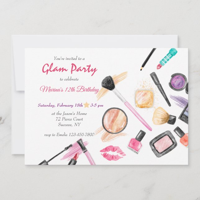 Glam Party Einladung zum Geburtstag (Vorderseite)