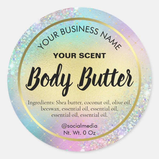 Glam Pastel Cotton Candy Body Butter Labels Runder Aufkleber (Vorderseite)