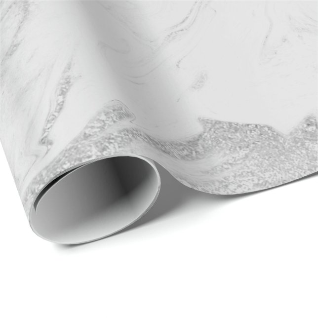 Glam Pearly Gray Silver White Marble Glam Geschenkpapier (Rolleneckpunkt)