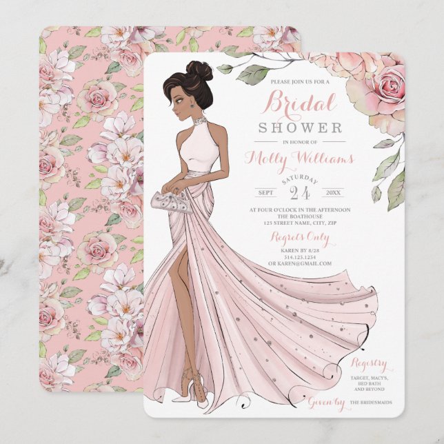 Glam Personalisiert Bride Brautparty Einladung (Vorne/Hinten)