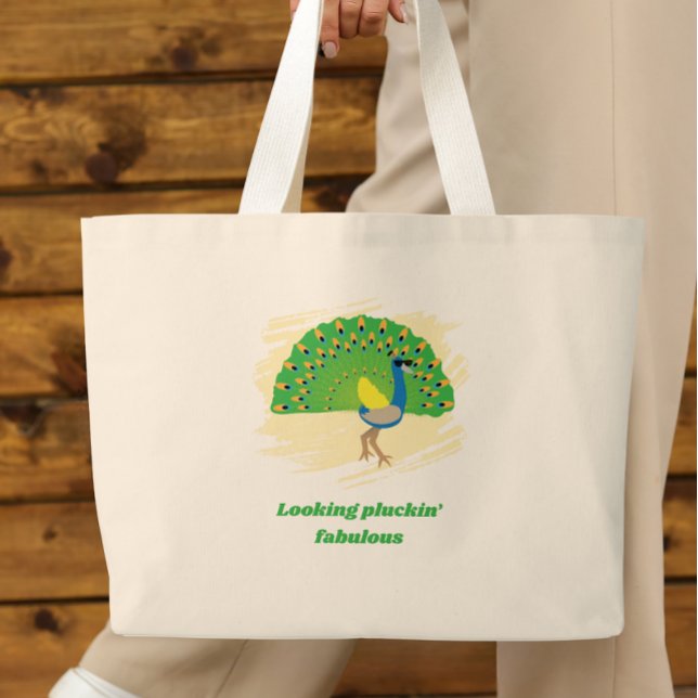 Glam-Pfau-Pun-Design-Tasse Jumbo Stoffbeutel (Von Creator hochgeladen)