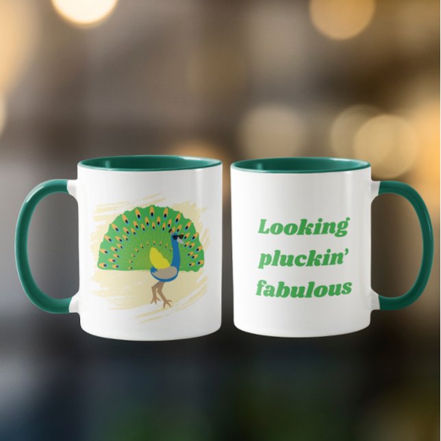 Glam-Pfau-Wortwitz-Design-Tasse Tasse (Von Creator hochgeladen)