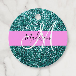 Glam Pink Aquamarin Green Glitzer Sparkname Monogr Geschenkanhänger