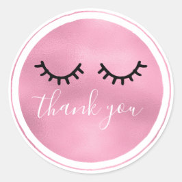 Glam Pink Black Eyelashes Vielen Dank Runder Aufkleber
