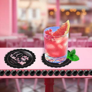 Glam Pink Black Fashion 60. Geburtstagsparty Untersetzer