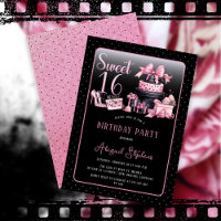 Glam Pink Black Fashion Sweet 16 Geburtstagsparty