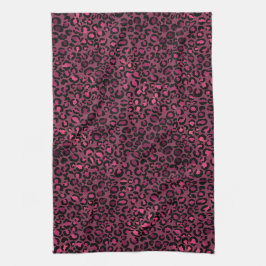Glam Pink Black Leopard Print Geschirrtuch