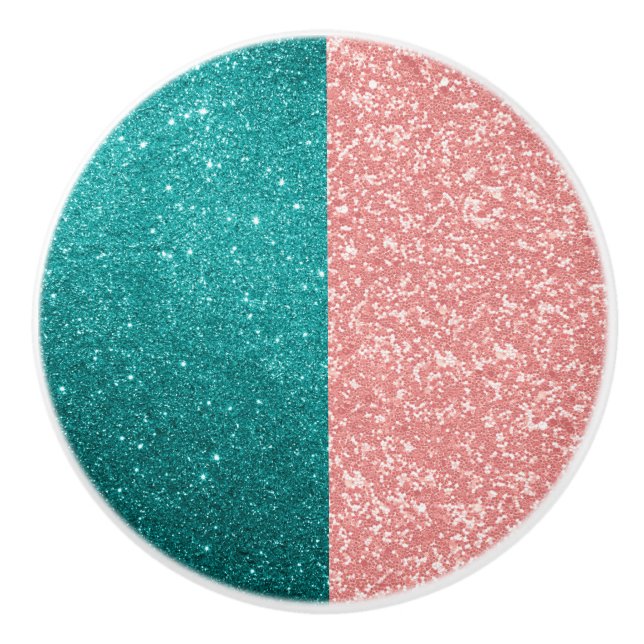 Glam Pink Blue Glitzer Sparkle Keramikknauf (Vorderseite)