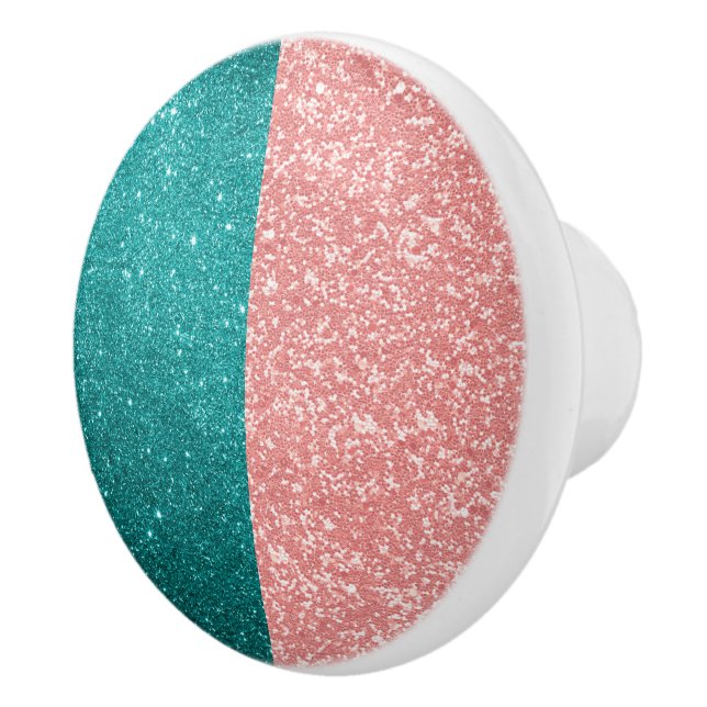 Glam Pink Blue Glitzer Sparkle Keramikknauf (Rechts)