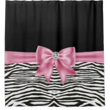Glam Pink Bow Diamond Zebra Print Black