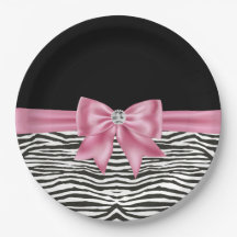 Glam Pink Bow Diamond Zebra Print Black