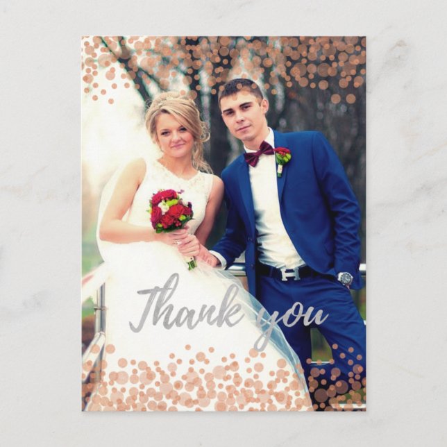 Glam Pink Bubbles Chic Calligrafy Danke Karte (Vorderseite)