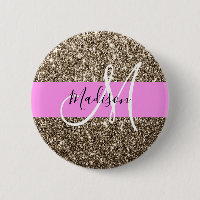Glam Pink Champagne Gold Glitzer Sparkone Monogram